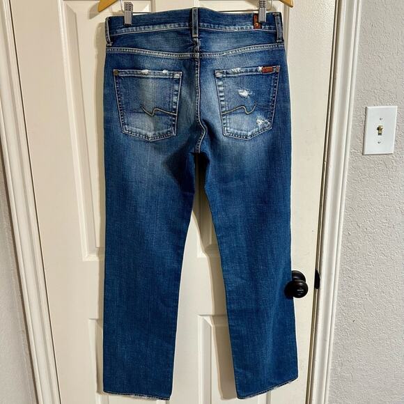 7 For All Mankind standard Straight Blue Jeans with Faded Wash size 31 - Picture 3 of 3